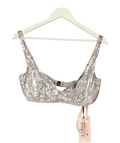 OH POLLY Metallic Amaris Premium Sequin Mesh Bralette in Silver 14+, size UK 14 — front