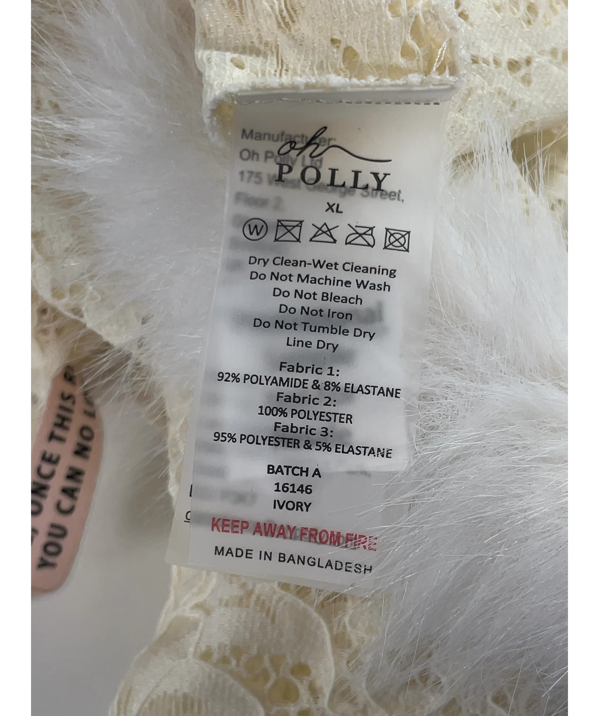 OH POLLY Cream Solaya Lace Faux-Fur-Trim Cardigan Ivory  CREAM, size UK XL — label