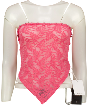 BBX BRAND Pink Lace Bead Trim Bandeau Top One Size