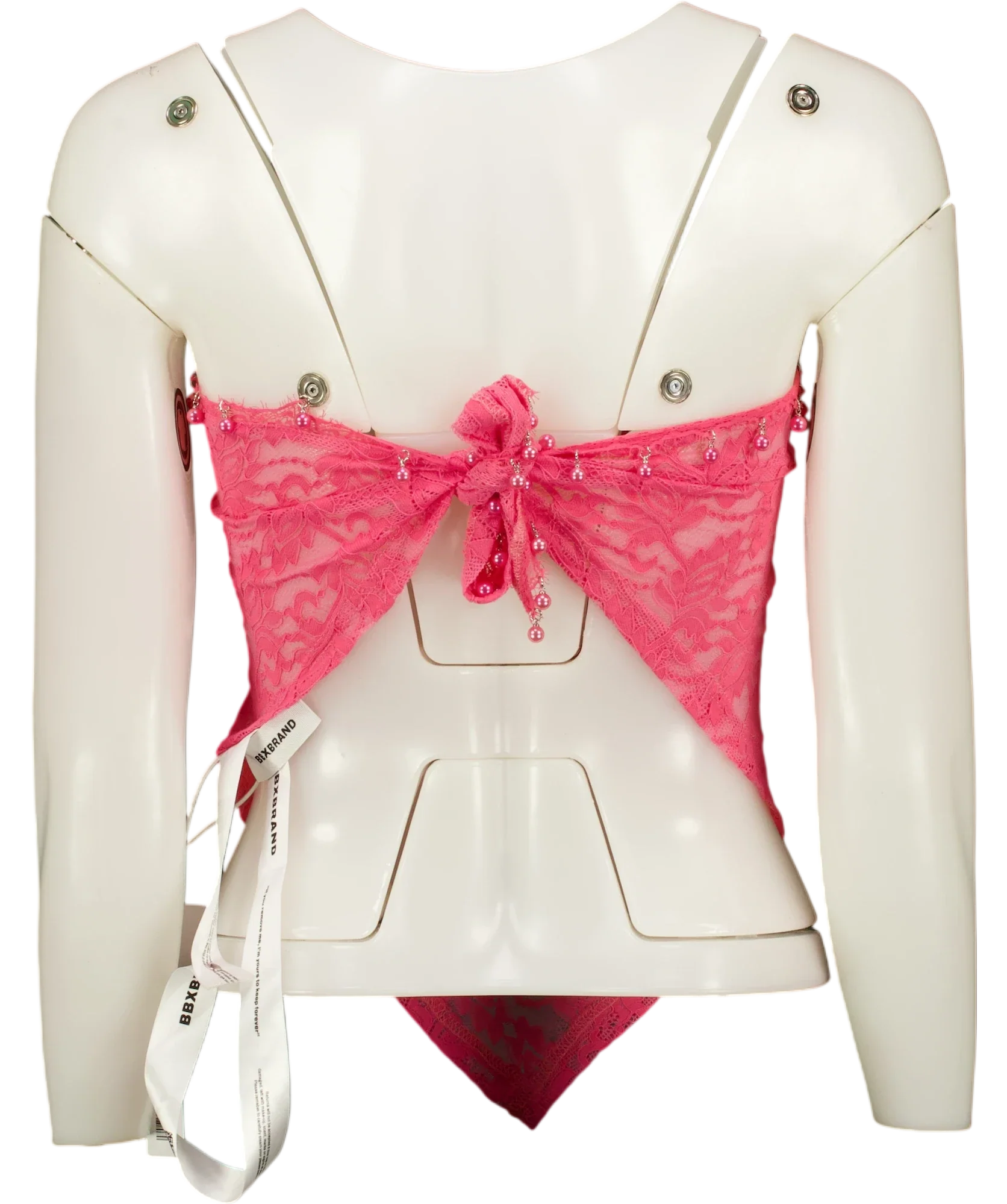 BBX BRAND Pink Pink Lace Bead Trim Bandeau Top — back