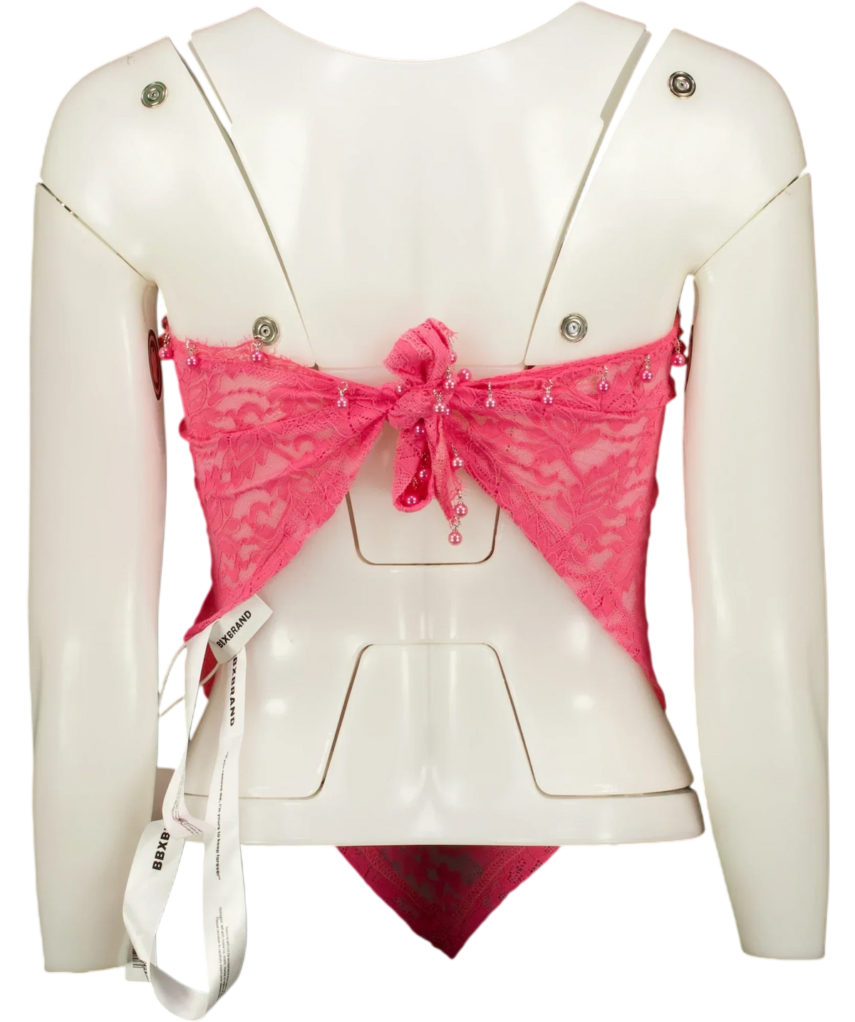 BBX BRAND Pink Pink Lace Bead Trim Bandeau Top — back