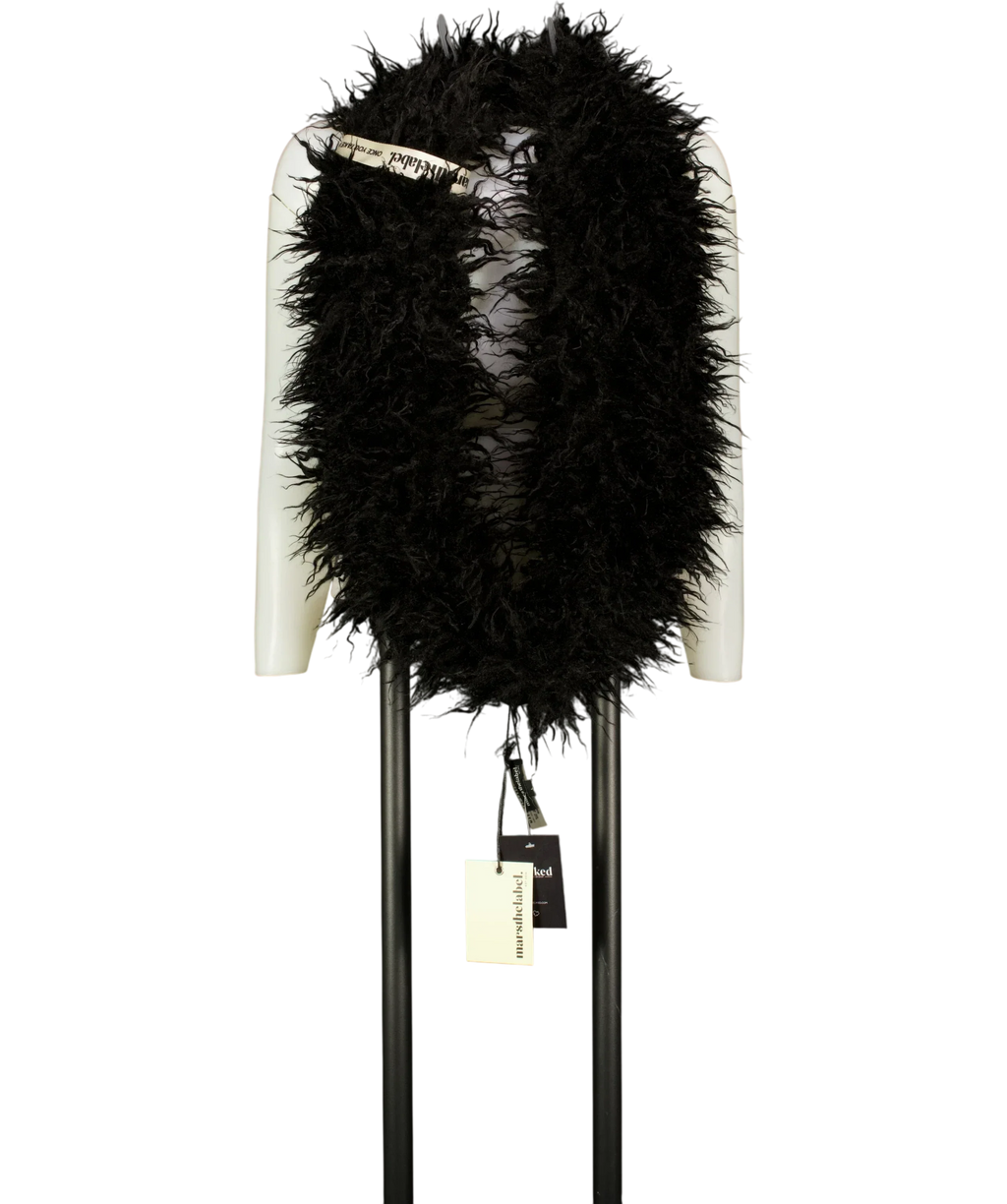 Mars the Label Black The Sabrine Faux Fur Cropped Shrug TOP  Black L, size UK 14 — front