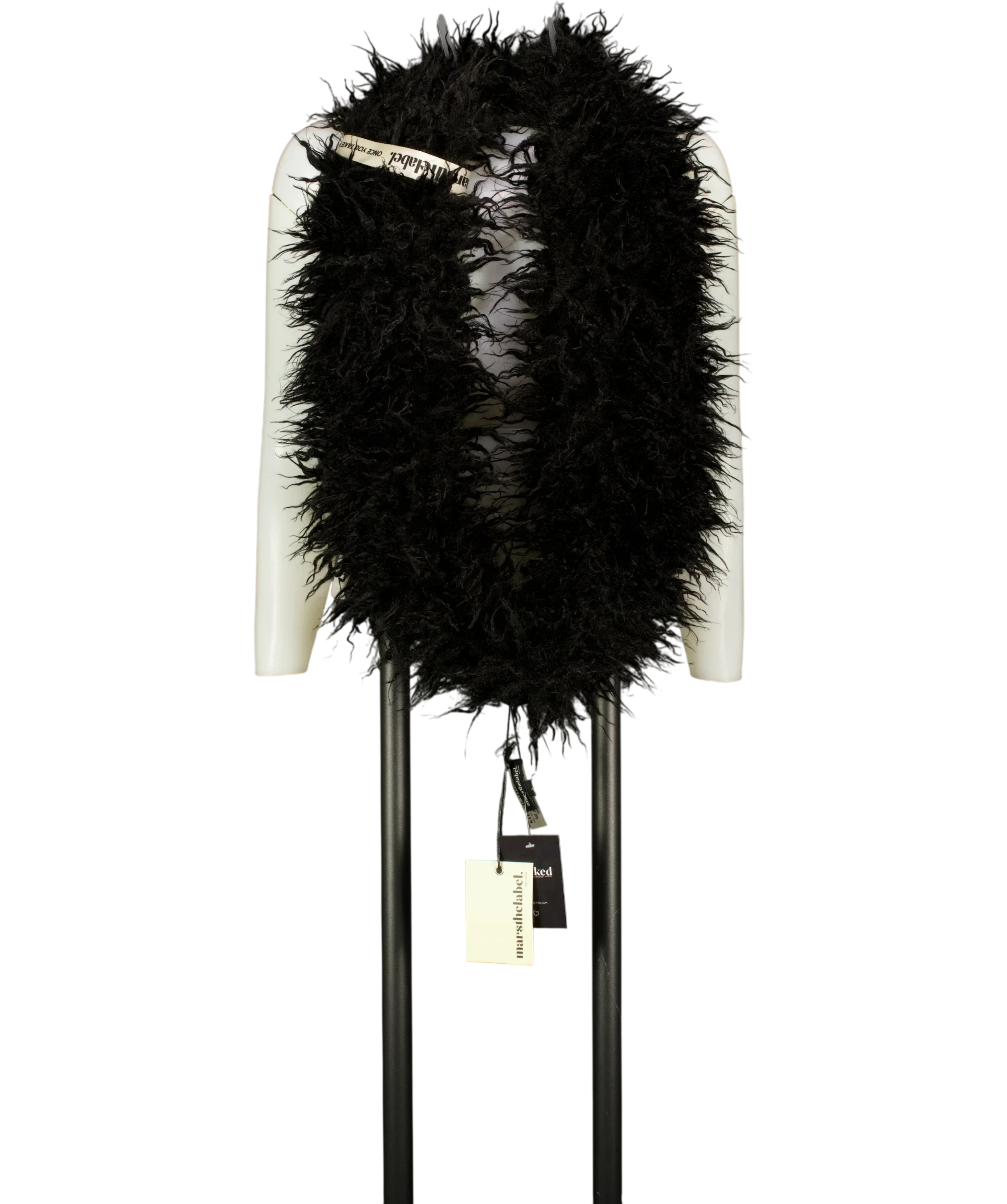 Mars the Label Black The Sabrine Faux Fur Cropped Shrug TOP  Black L, size UK 14 — front
