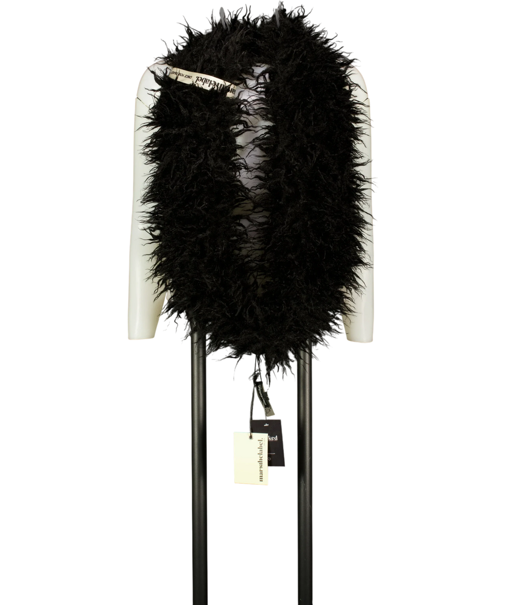 Mars the Label Black The Sabrine Faux Fur Cropped Shrug TOP  Black L, size UK 14 — front