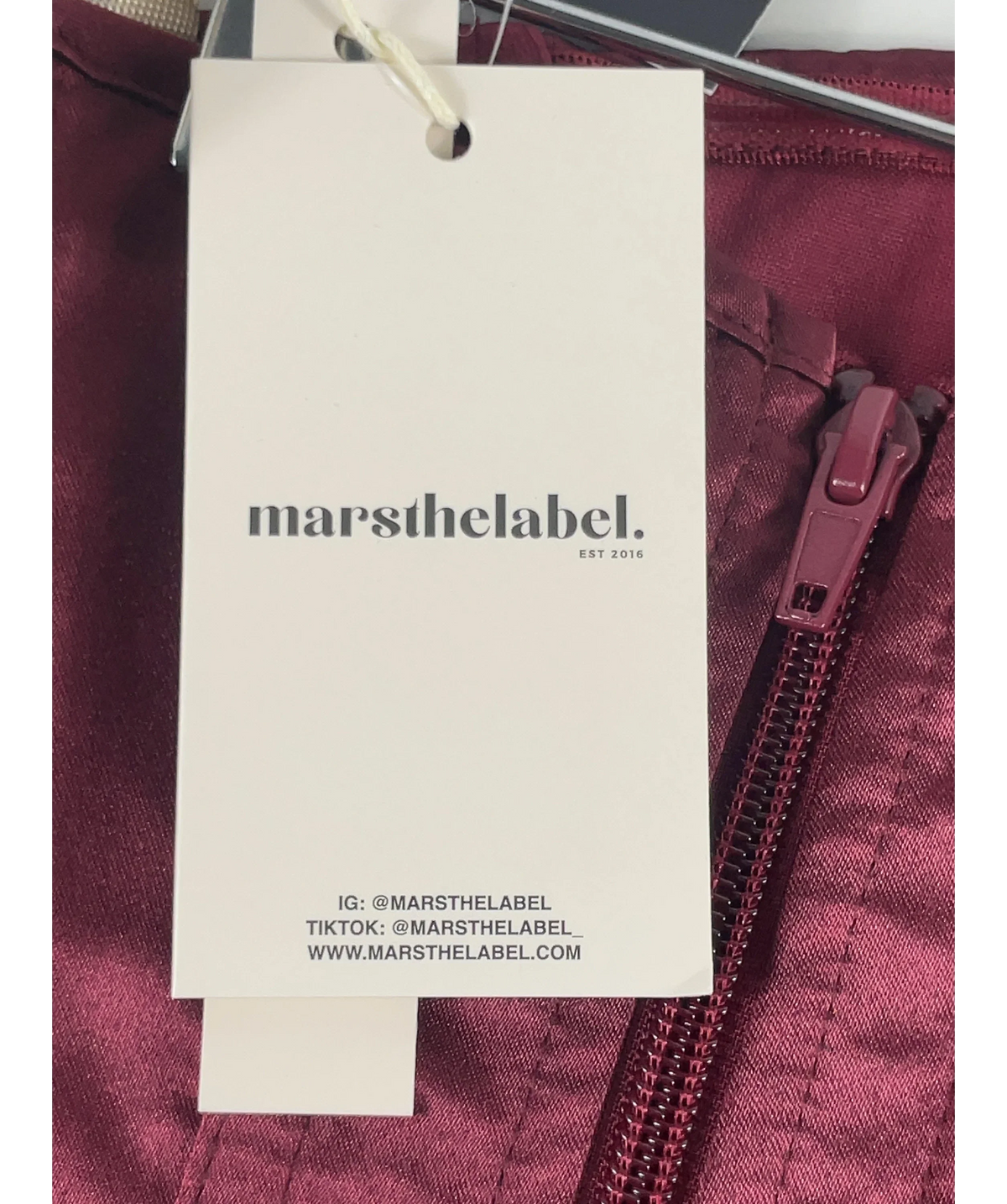 Mars the Label Red The Sasha Satin Corset Top Wine RED, size UK 16 — detail