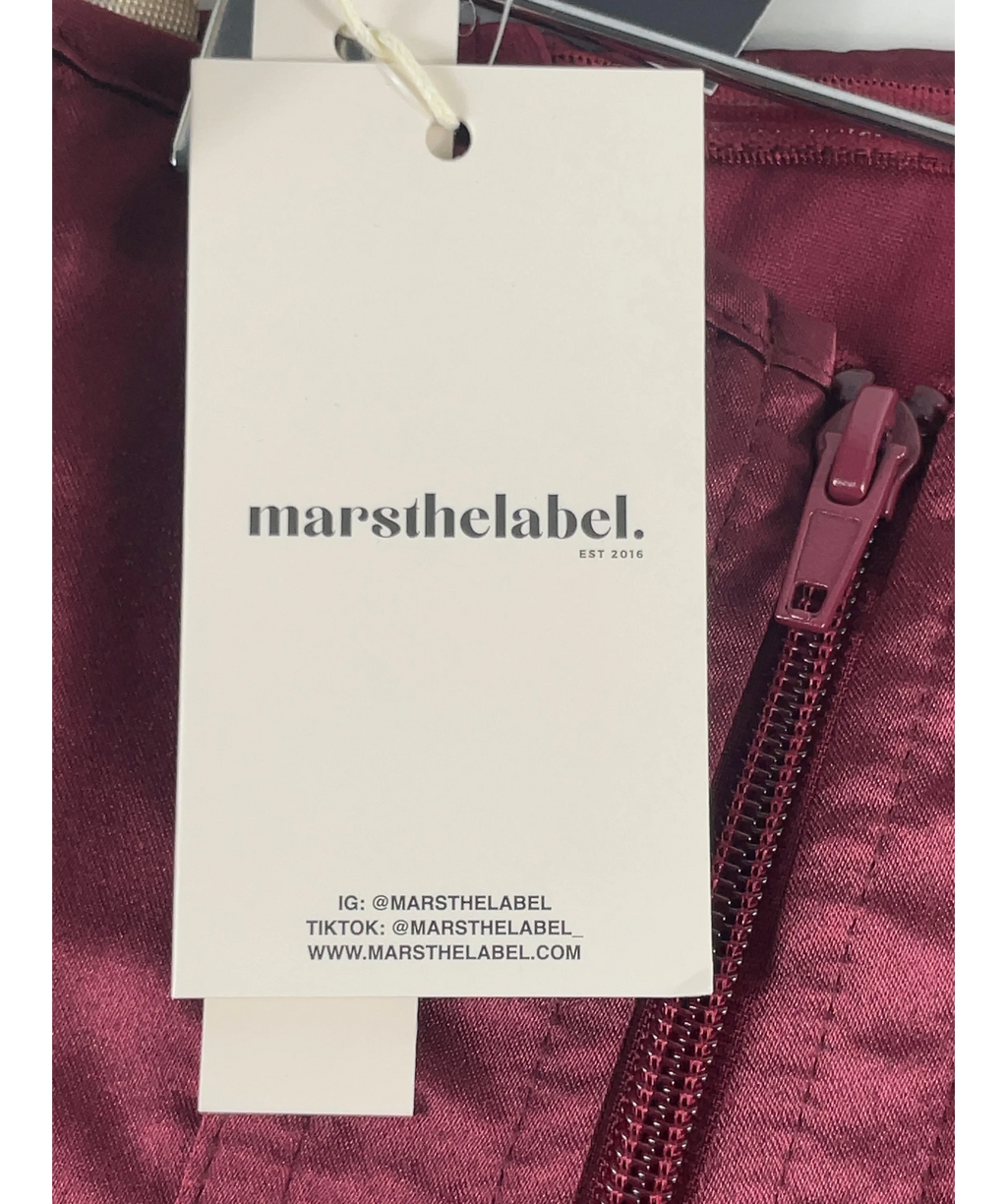 Mars the Label Red The Sasha Satin Corset Top Wine RED, size UK 16 — detail