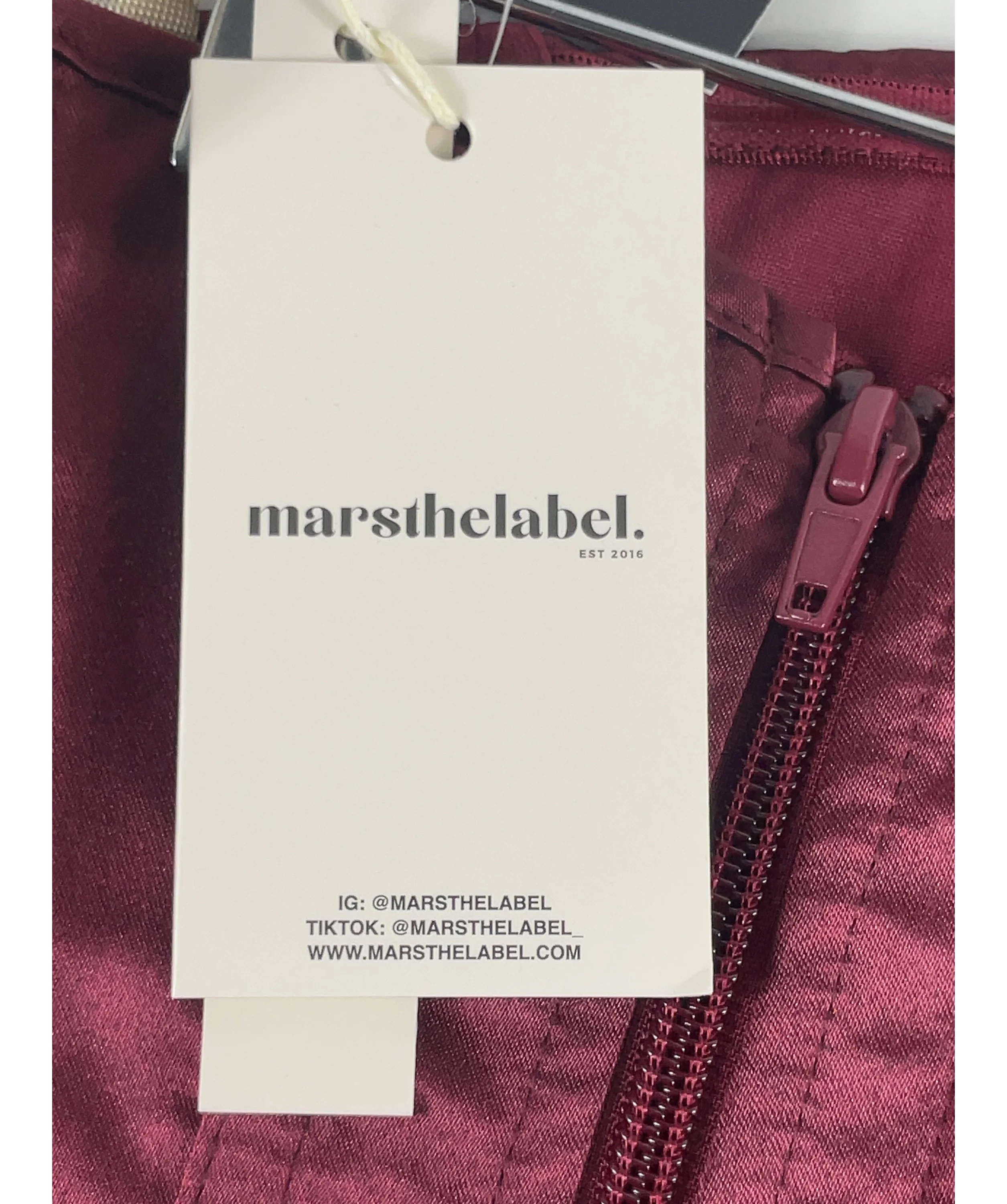 Mars the Label Red The Sasha Satin Corset Top Wine RED, size UK 16 — detail