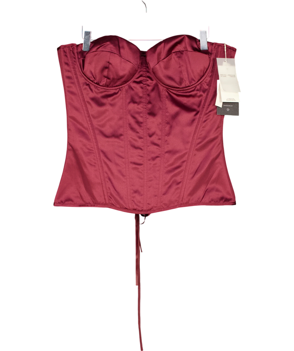Mars the Label Red The Sasha Satin Corset Top Wine RED, size UK 16 — front