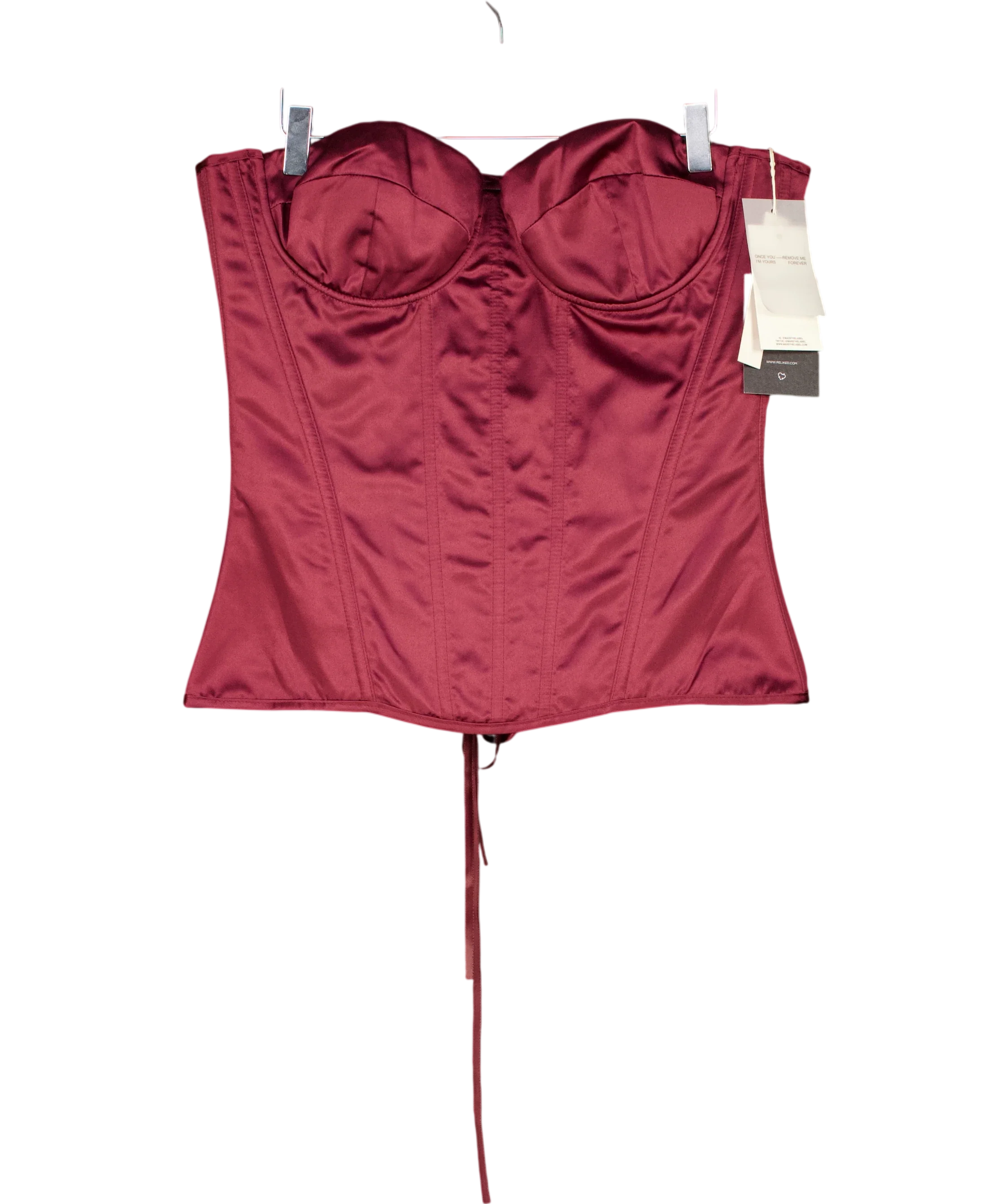 Mars the Label Red The Sasha Satin Corset Top Wine RED, size UK 16 — front
