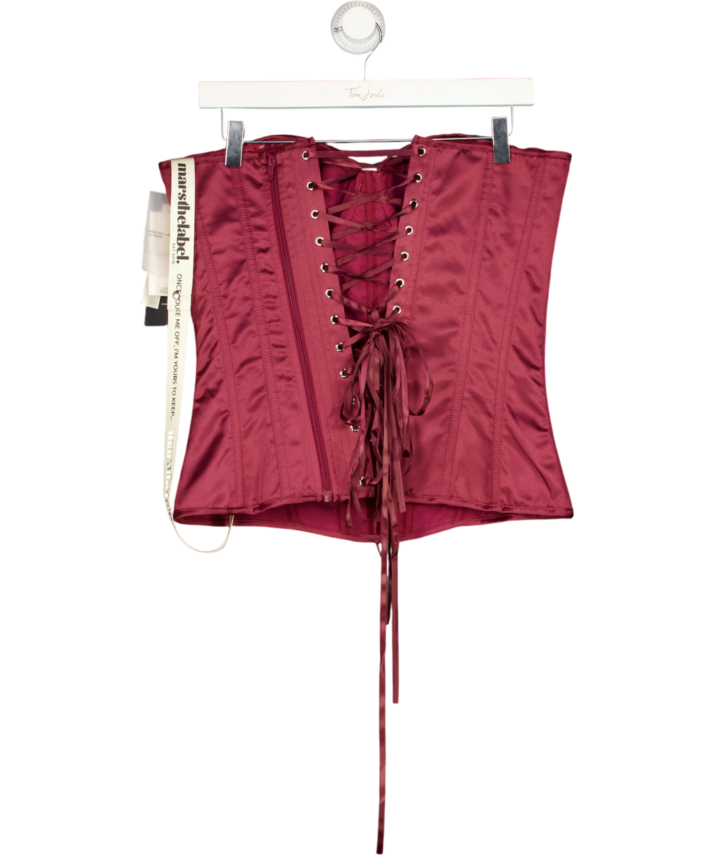 Mars the Label Red The Sasha Satin Corset Top Wine RED, size UK 16 — back