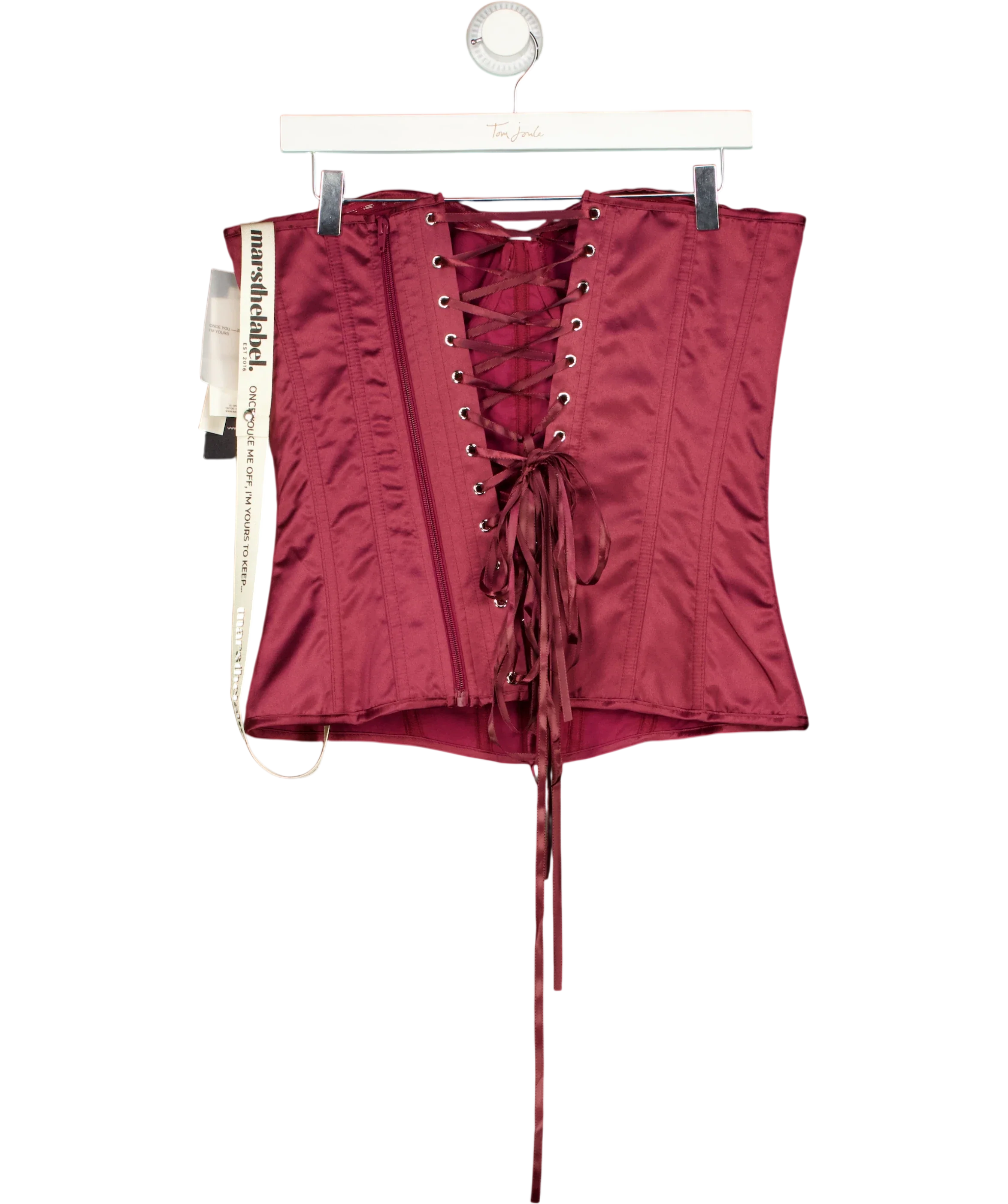 Mars the Label Red The Sasha Satin Corset Top Wine RED, size UK 16 — back