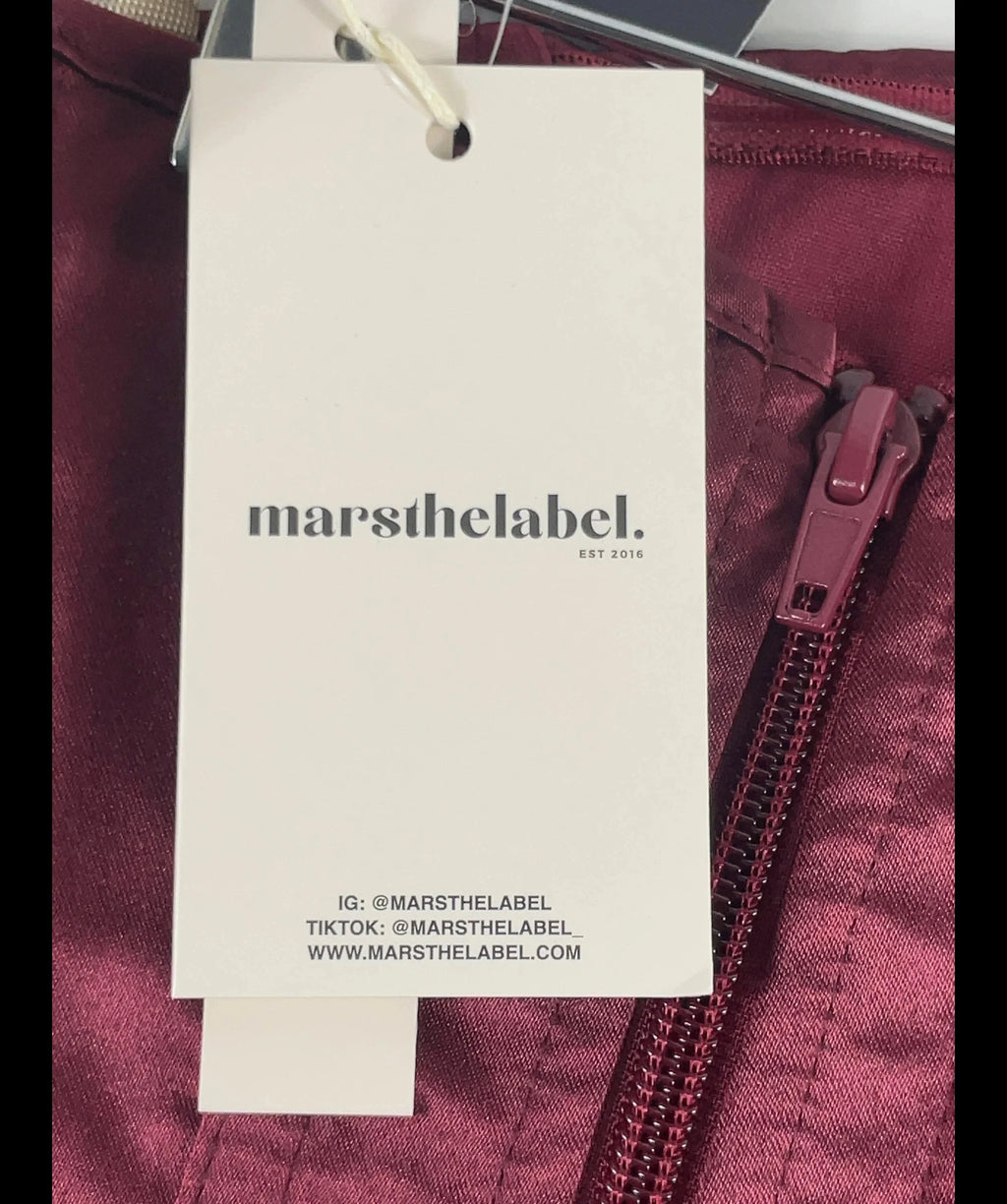 Mars the Label Purple The Sasha Satin Corset Top Wine  RED, size UK 18 — detail