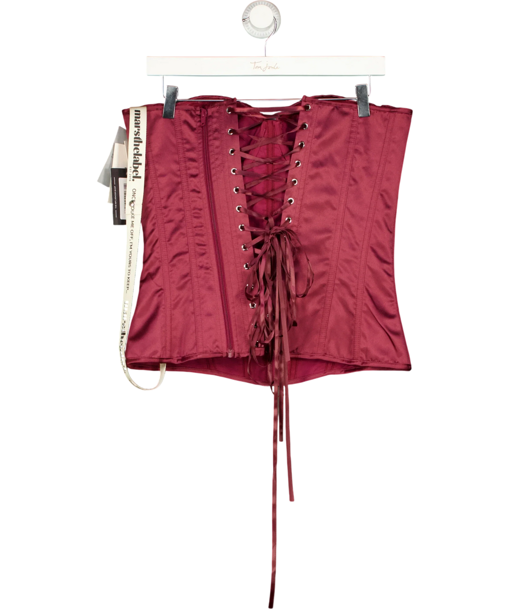 Mars the Label Purple The Sasha Satin Corset Top Wine  RED, size UK 18 — back
