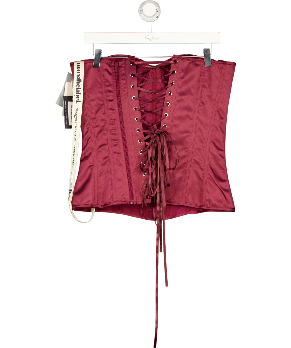 Mars the Label Purple The Sasha Satin Corset Top Wine  RED, size UK 18 — back
