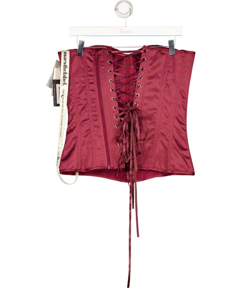 Mars the Label Purple The Sasha Satin Corset Top Wine  RED, size UK 18 — back