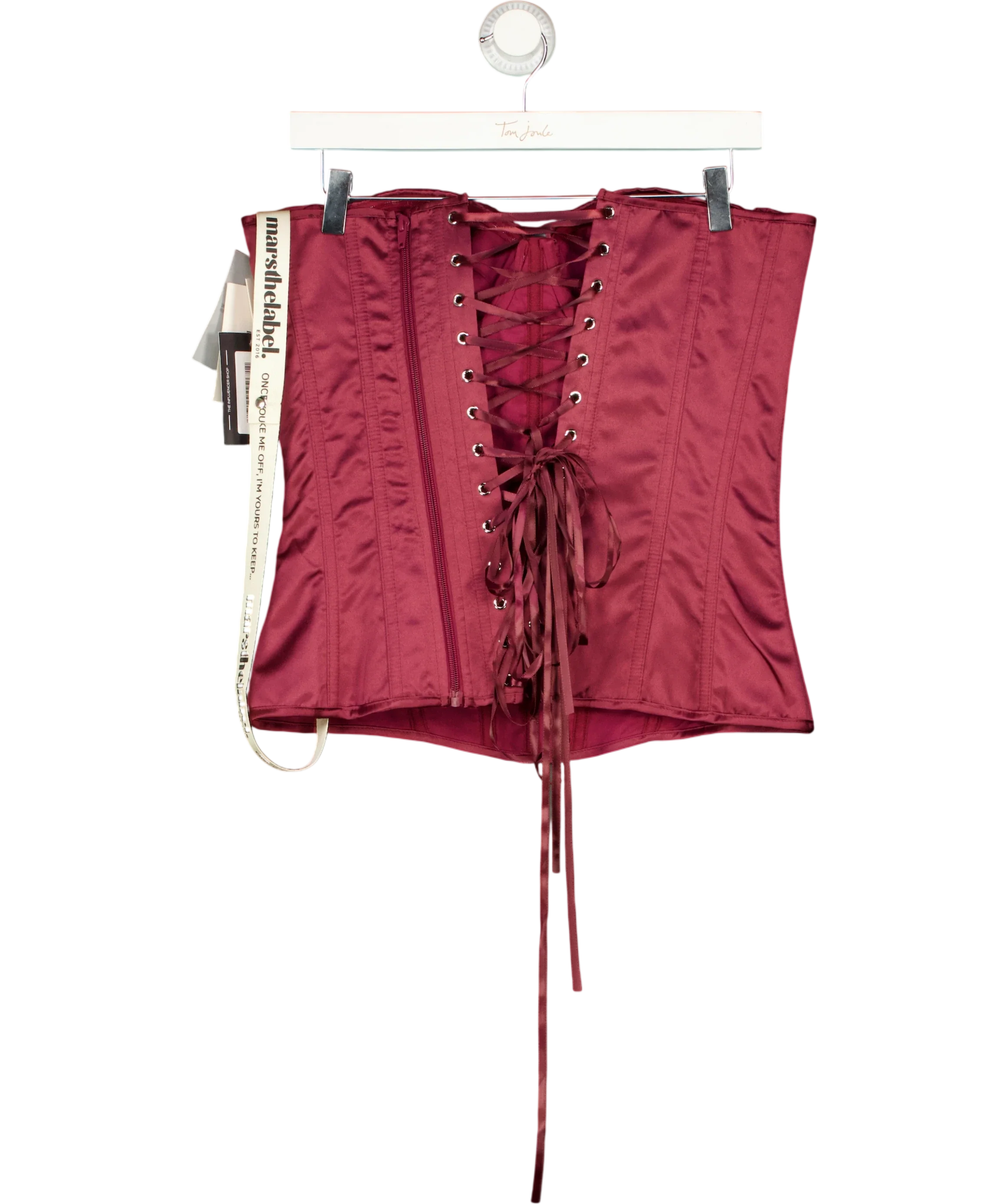 Mars the Label Purple The Sasha Satin Corset Top Wine  RED, size UK 18 — back
