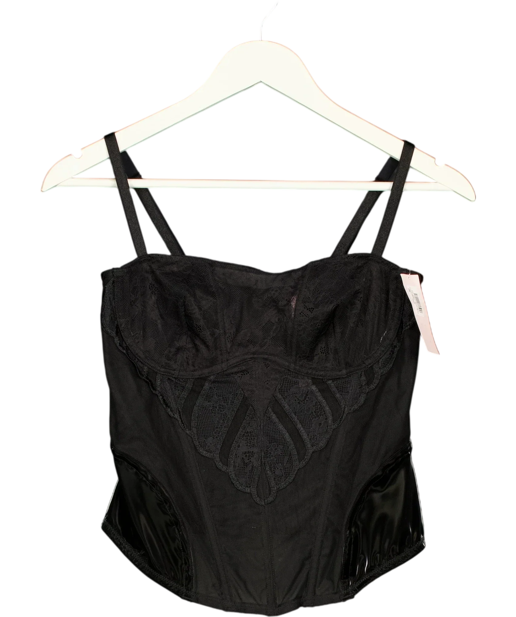 Victoria's Secret Black Secret Desire Lines Embroidery Corset Top Black, size UK L — front