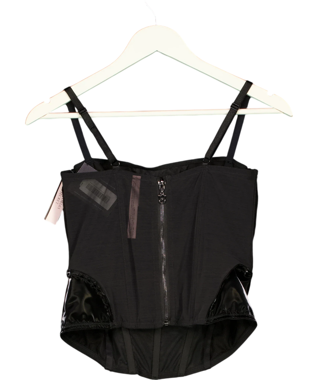 Victoria's Secret Black Secret Desire Lines Embroidery Corset Top Black, size UK L — back