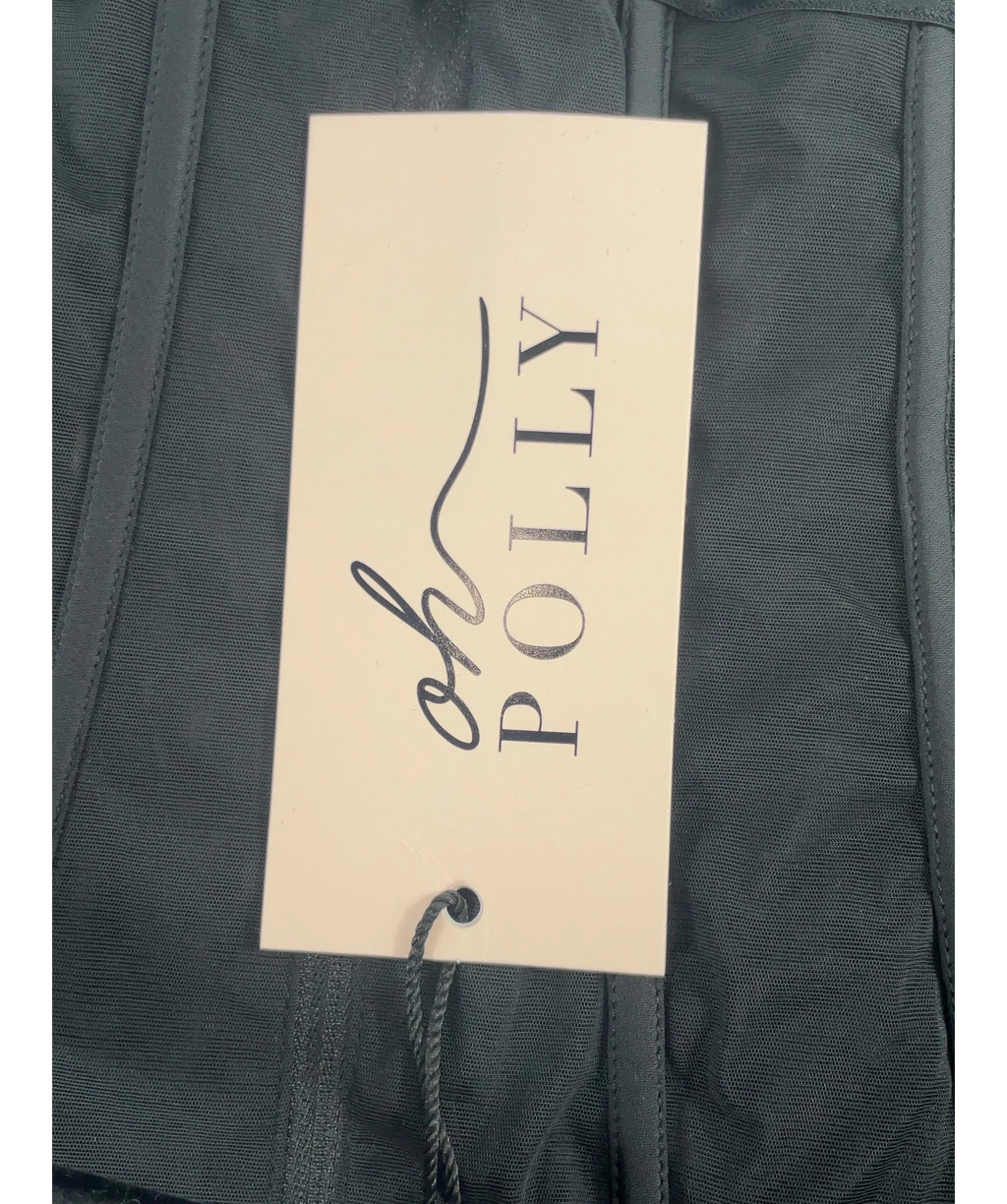 OH POLLY Black Zella Corset Long Sleeve Top Black, size UK 16 — detail