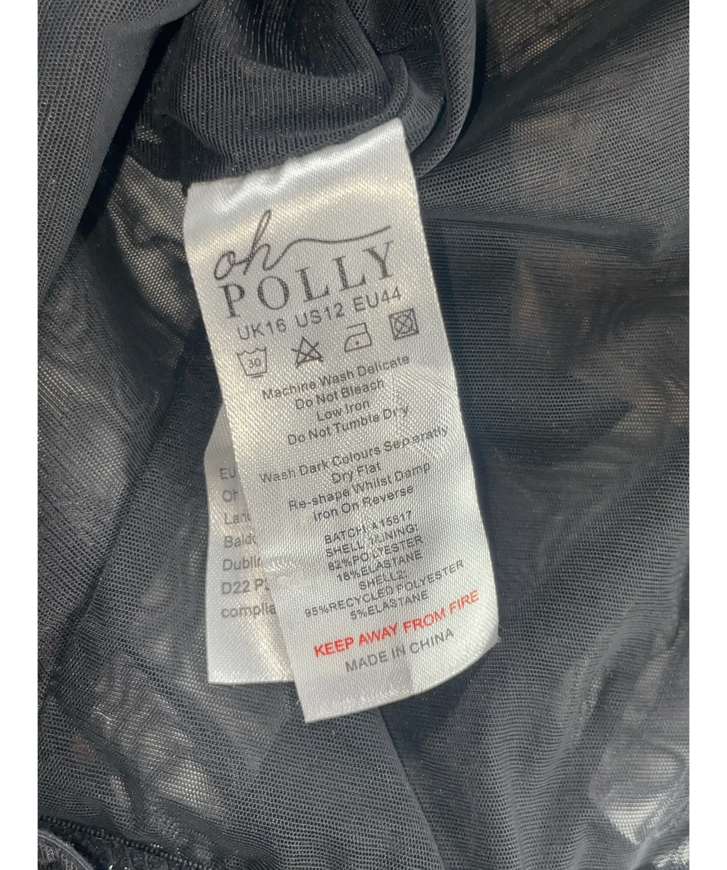 OH POLLY Black Zella Corset Long Sleeve Top Black, size UK 16 — label