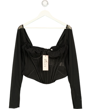 OH POLLY Zella Corset Long Sleeve Top Black UK 16