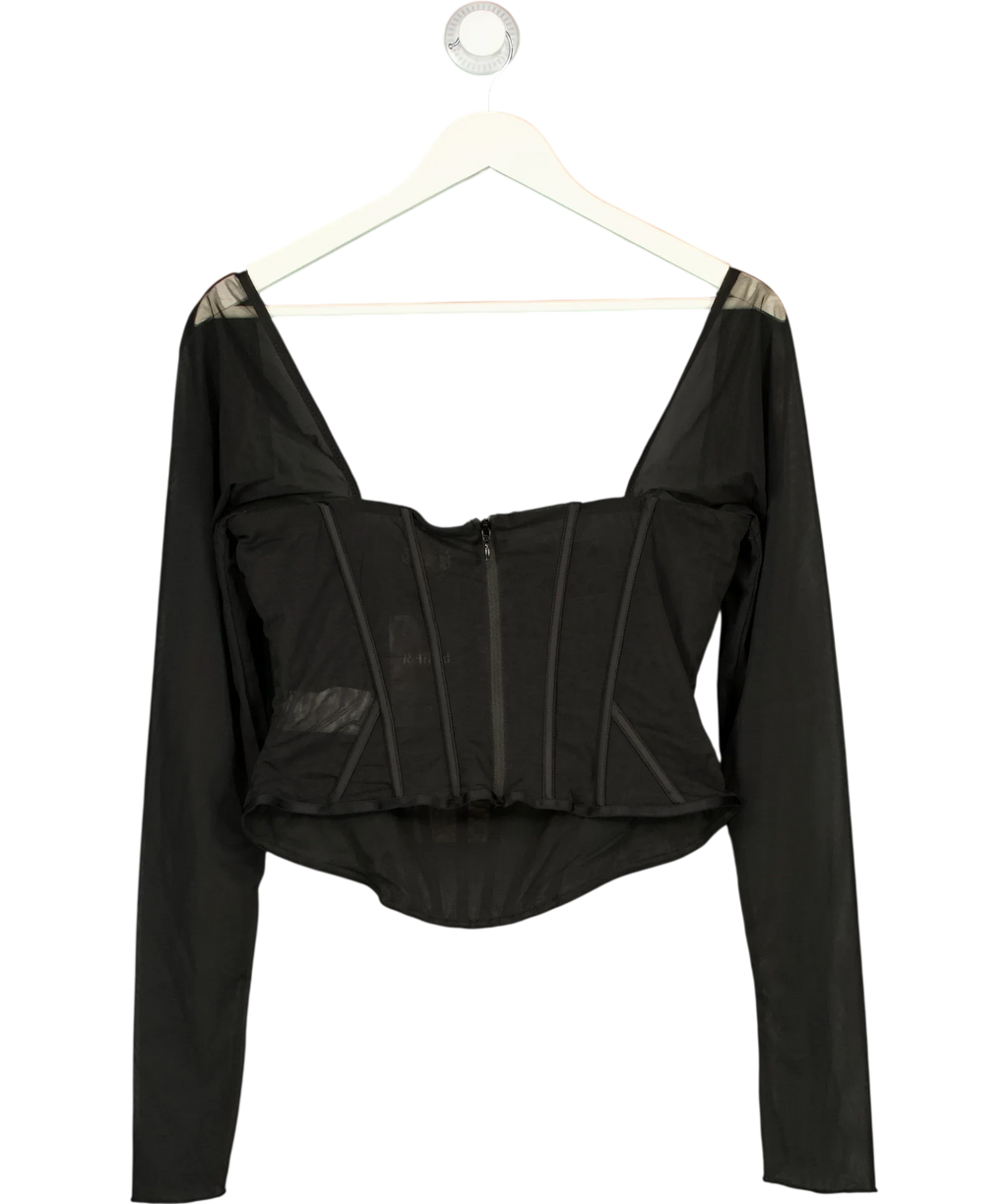OH POLLY Black Zella Corset Long Sleeve Top Black, size UK 16 — back