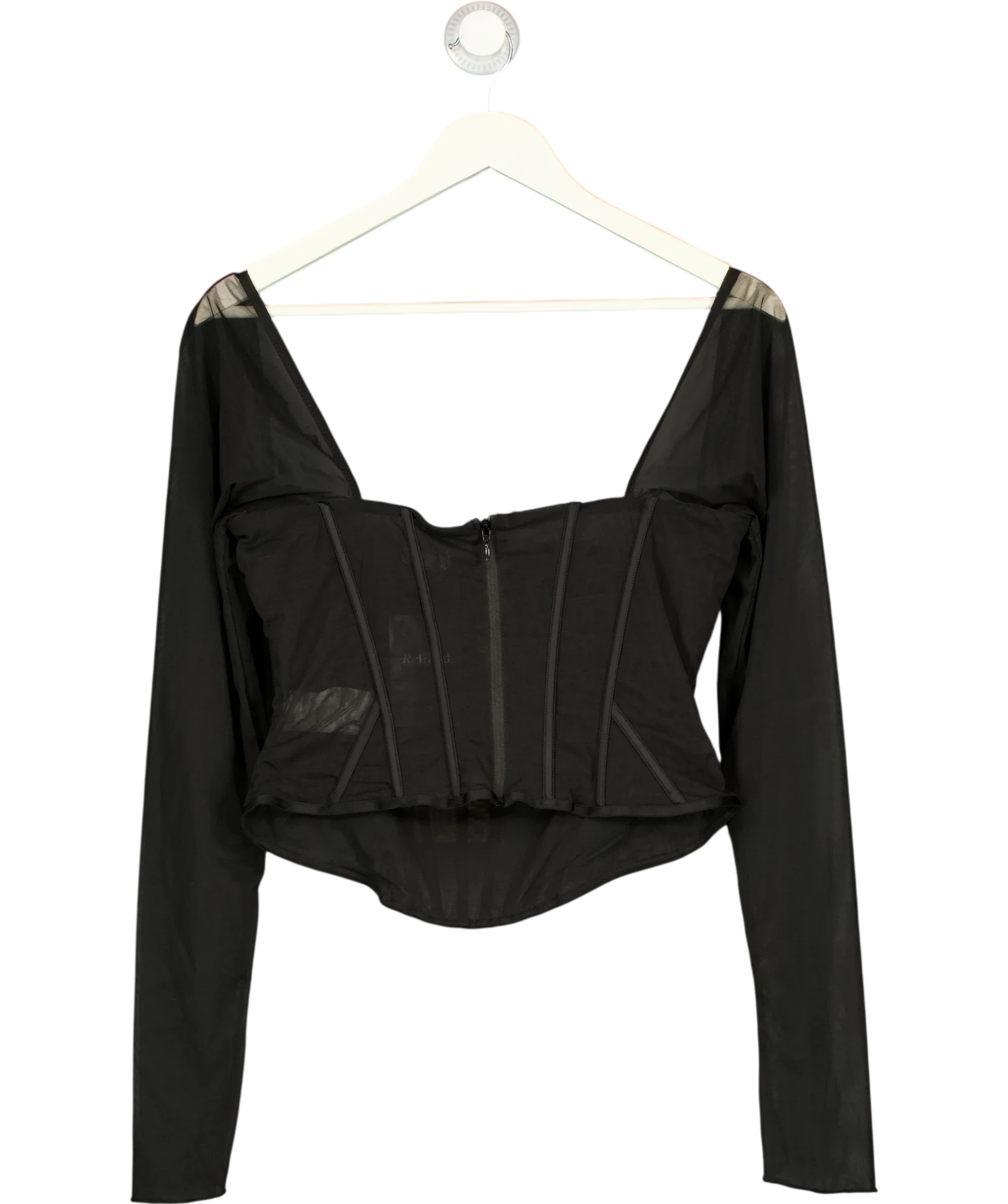 OH POLLY Black Zella Corset Long Sleeve Top Black, size UK 16 — back