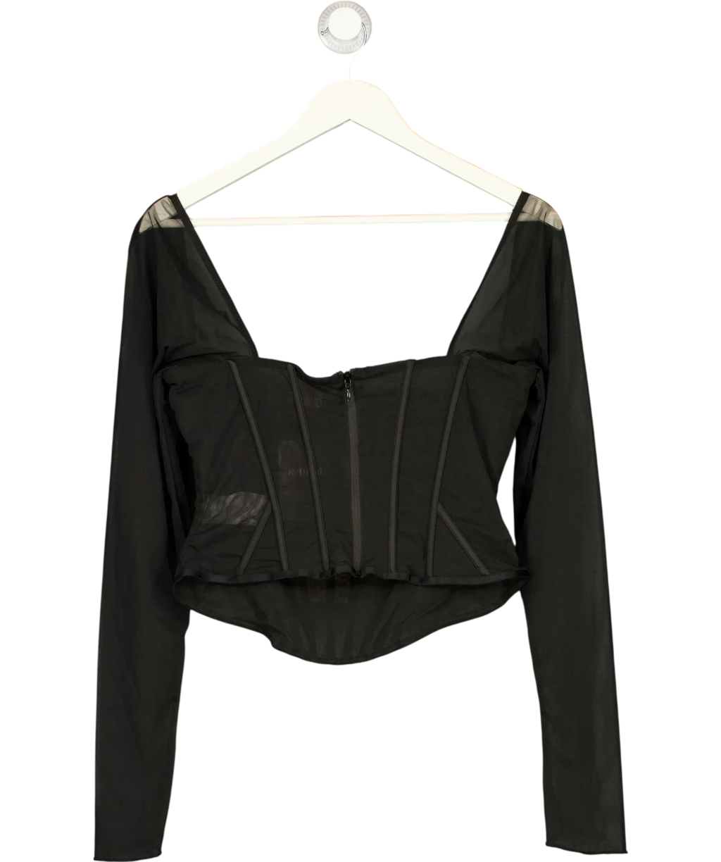 OH POLLY Black Zella Corset Long Sleeve Top Black, size UK 16 — back