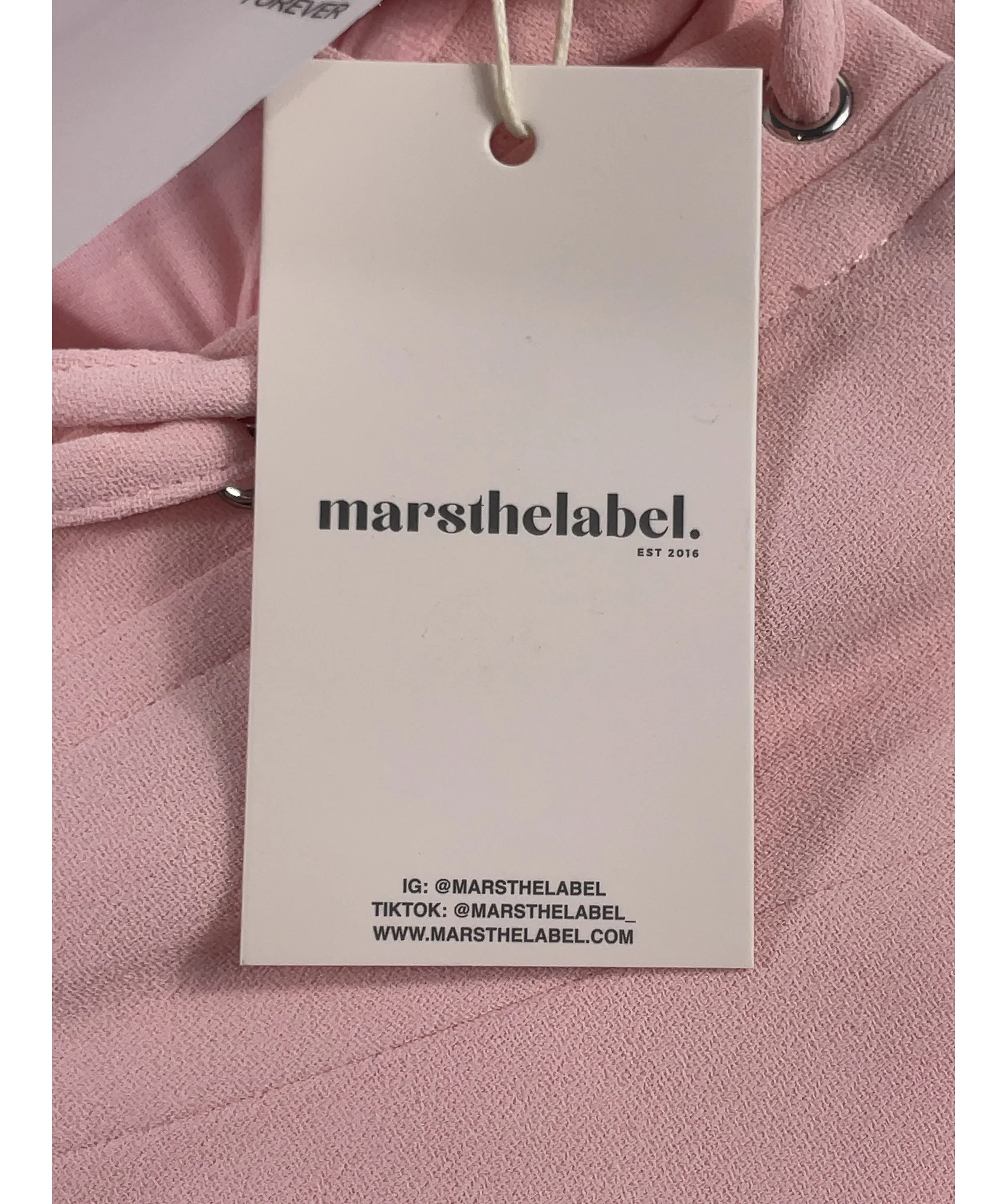 Mars the Label Pink The Everly Lace Up Corset Top Baby Pink, size UK 14 — detail