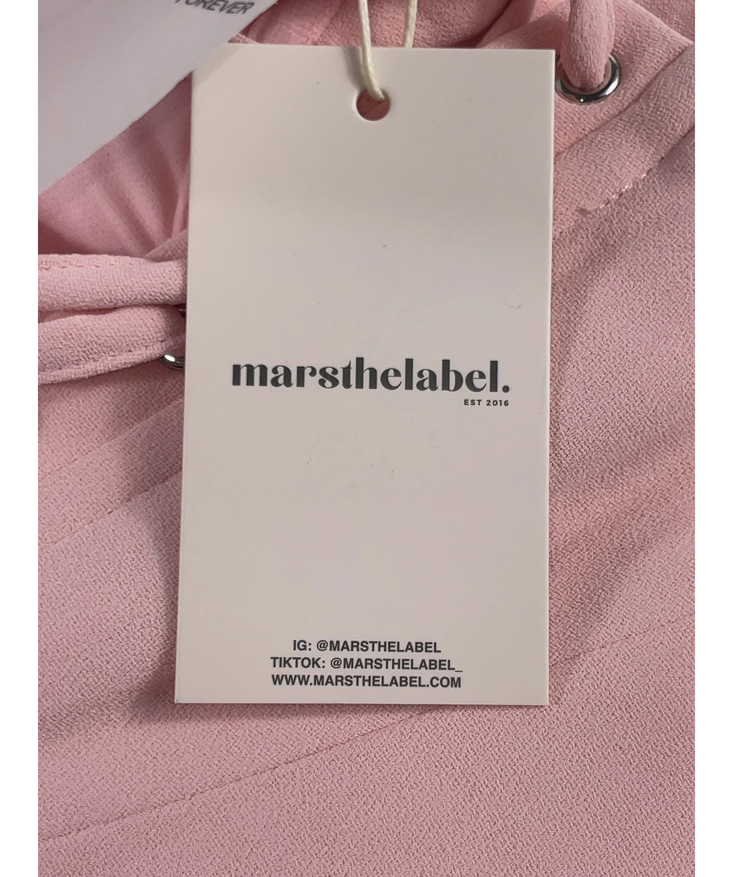 Mars the Label Pink The Everly Lace Up Corset Top Baby Pink, size UK 14 — detail