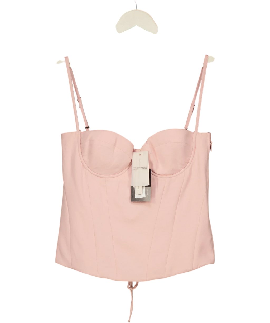 Mars the Label Pink The Everly Lace Up Corset Top Baby Pink, size UK 14 — front