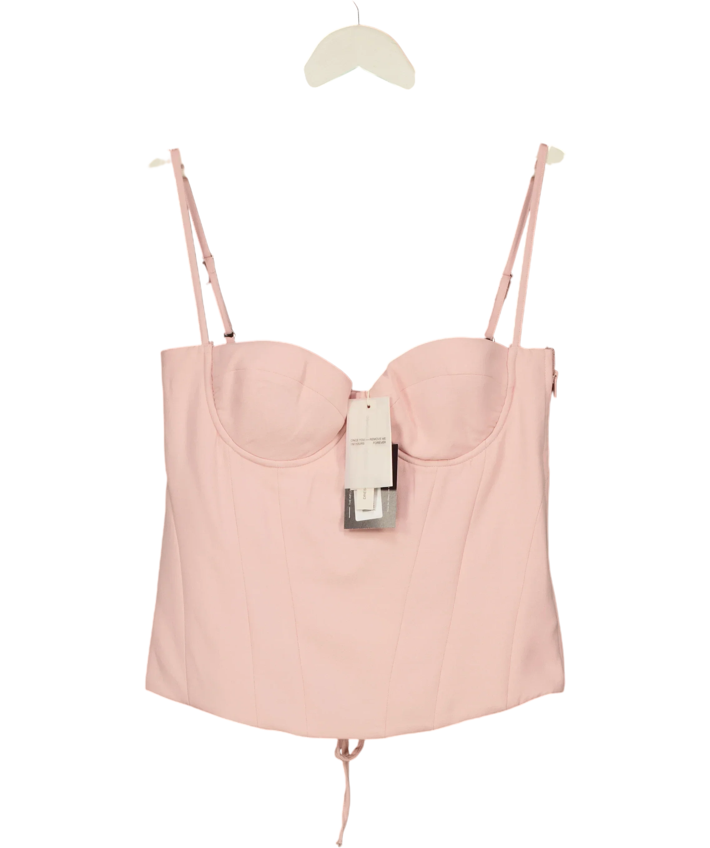 Mars the Label Pink The Everly Lace Up Corset Top Baby Pink, size UK 14 — front
