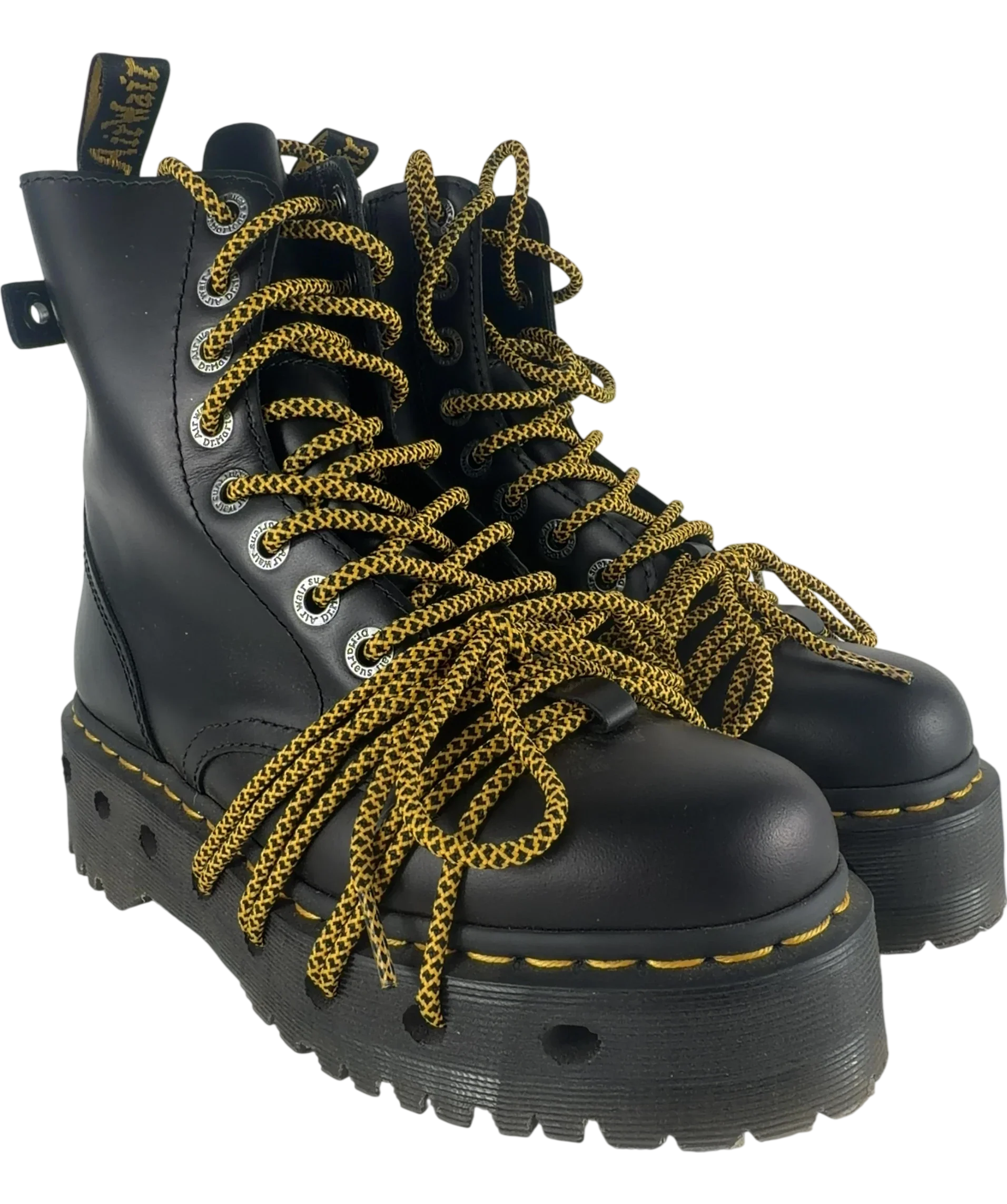 Dr Martens Black Jadon XL Abruzzo Leather Platform Boots, size UK 5 EU 38 👠 — front