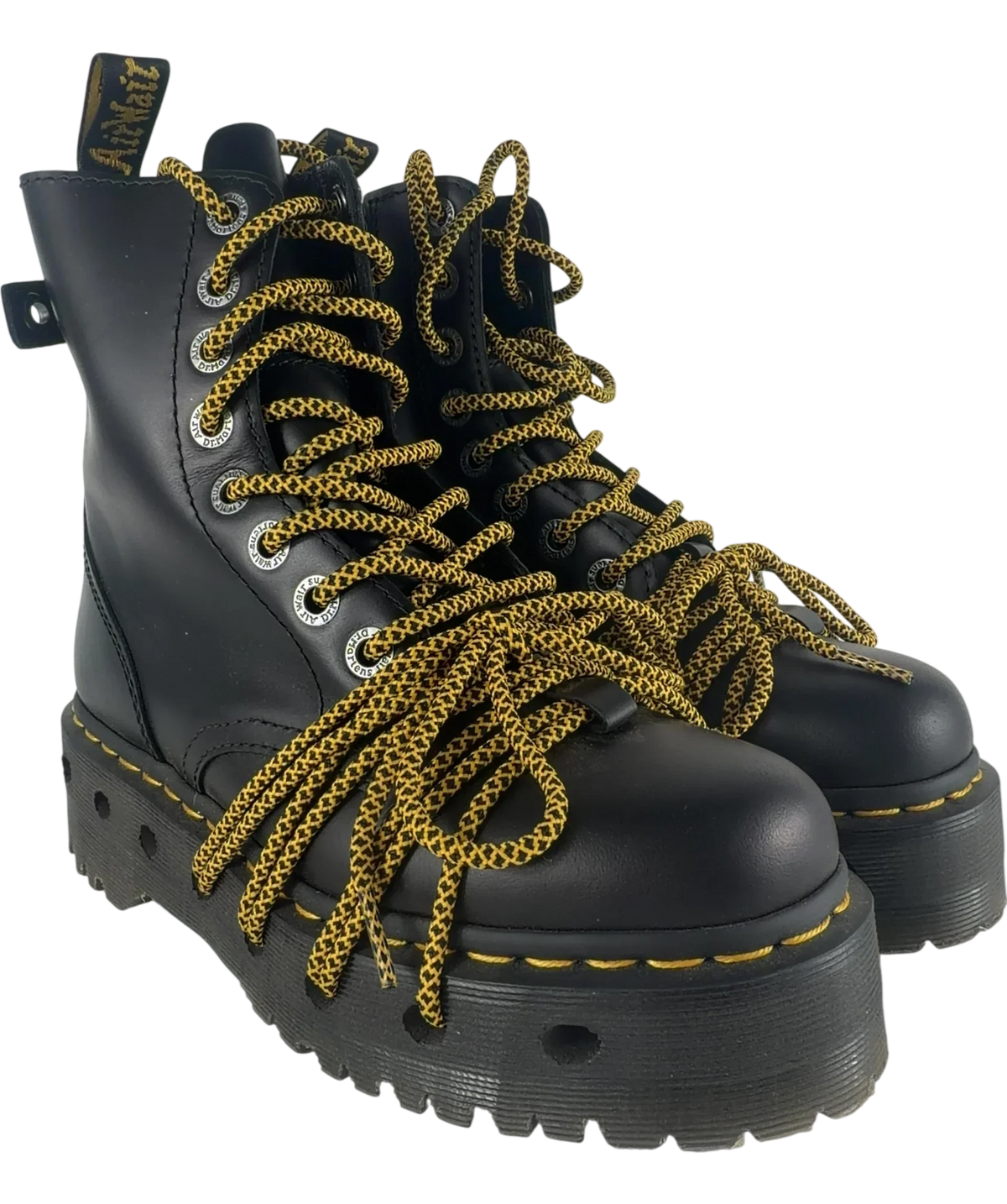 Dr Martens Black Jadon XL Abruzzo Leather Platform Boots, size UK 5 EU 38 👠 — front