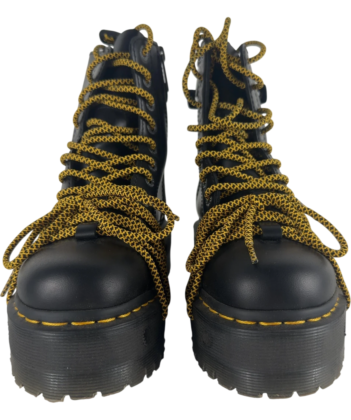 Dr Martens Black Jadon Xl Abruzzo Leather Platform Boots UK 5 EU 38 — Front (both, face on)