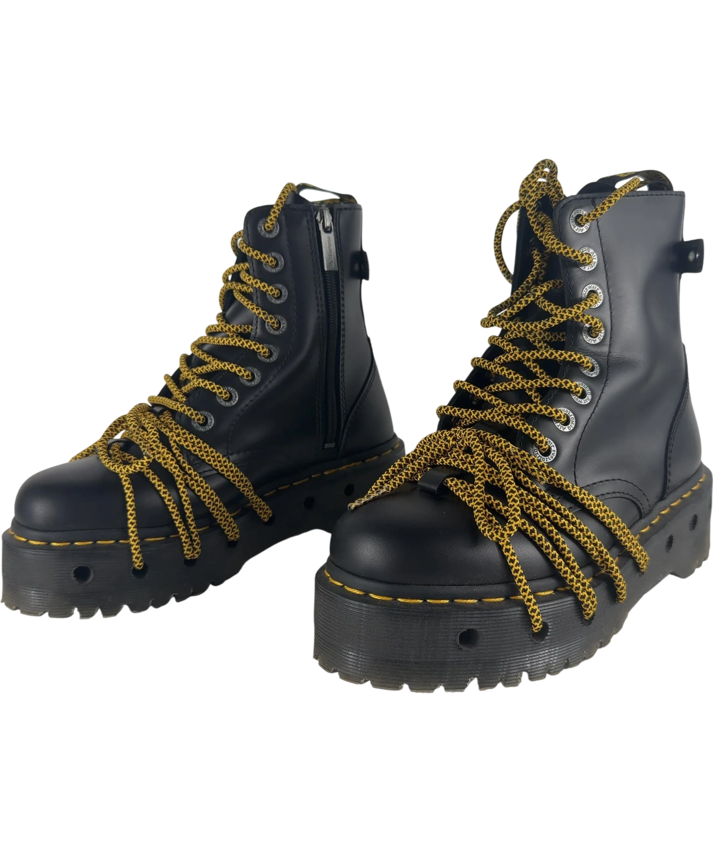 Dr Martens Black Jadon Xl Abruzzo Leather Platform Boots UK 5 EU 38 — Side (both)