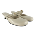 Charles & Keith Cream Metallic-Accent Twisted-Strap Heeled Mules Chalk  White, size UK 5 EU 38 👠 — front
