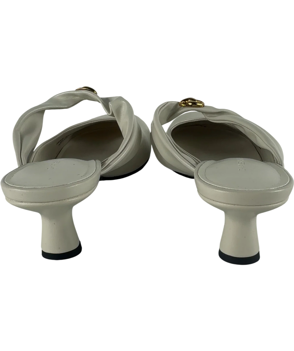 Charles & Keith Cream Metallic-Accent Twisted-Strap Heeled Mules Chalk  White, size UK 5 EU 38 👠 — back