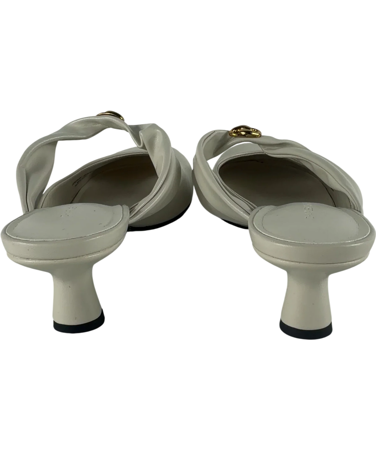Charles & Keith Cream Metallic-Accent Twisted-Strap Heeled Mules Chalk  White, size UK 5 EU 38 👠 — back
