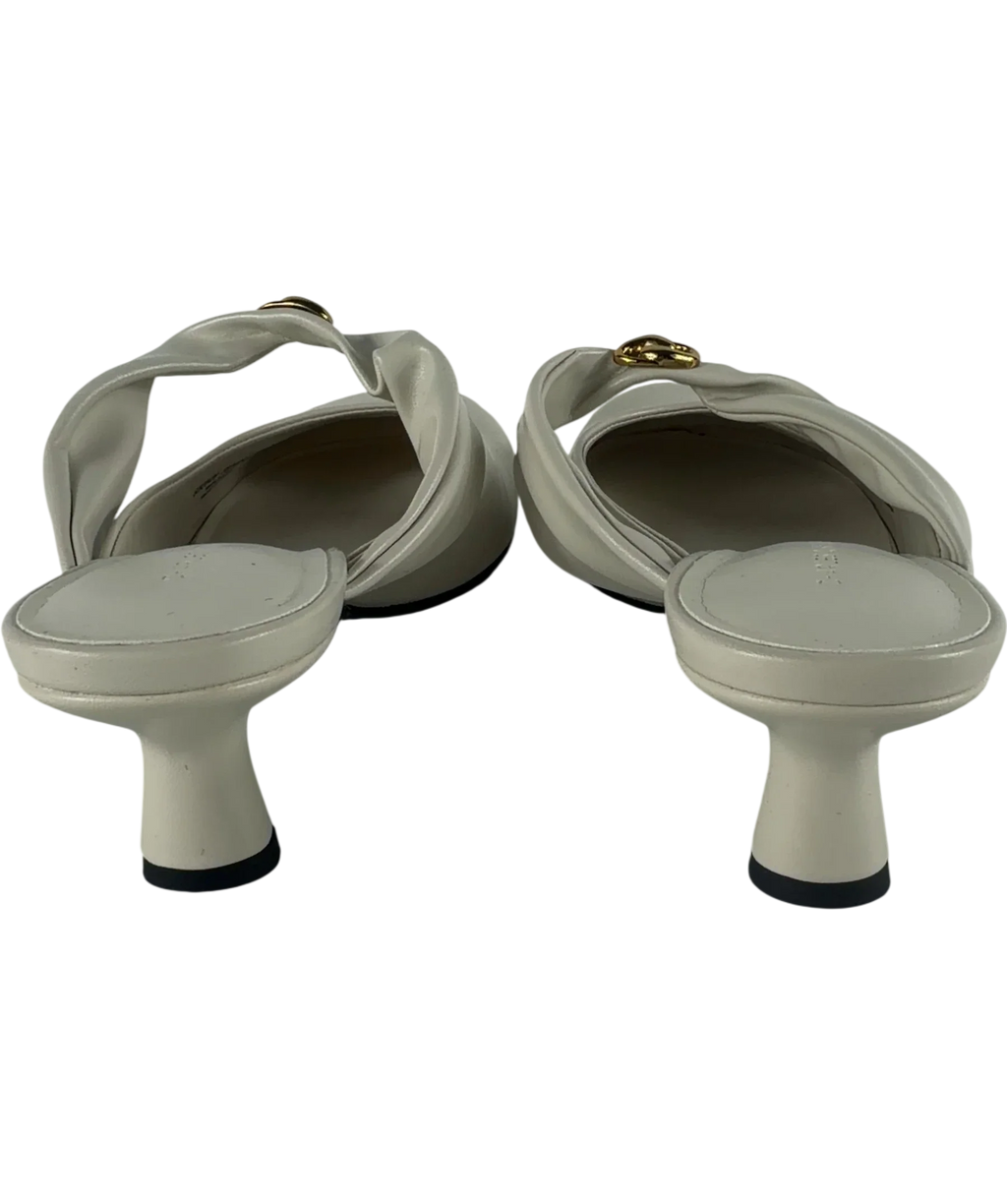 Charles & Keith Cream Metallic-Accent Twisted-Strap Heeled Mules Chalk  White, size UK 5 EU 38 👠 — back