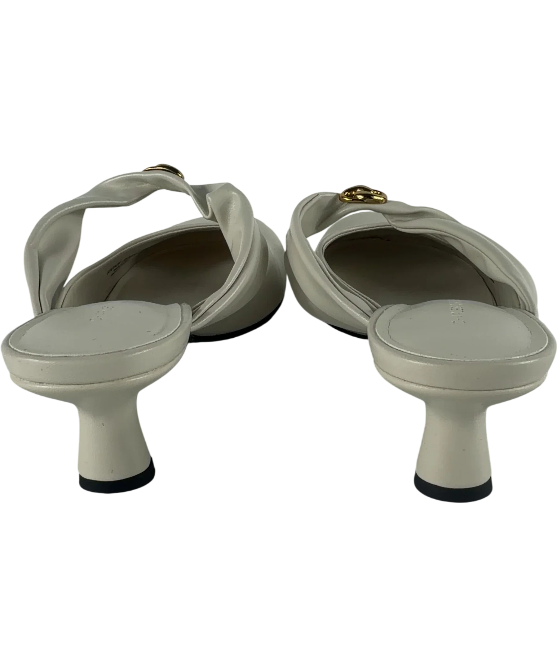 Charles & Keith Cream Metallic-Accent Twisted-Strap Heeled Mules Chalk  White, size UK 5 EU 38 👠 — back