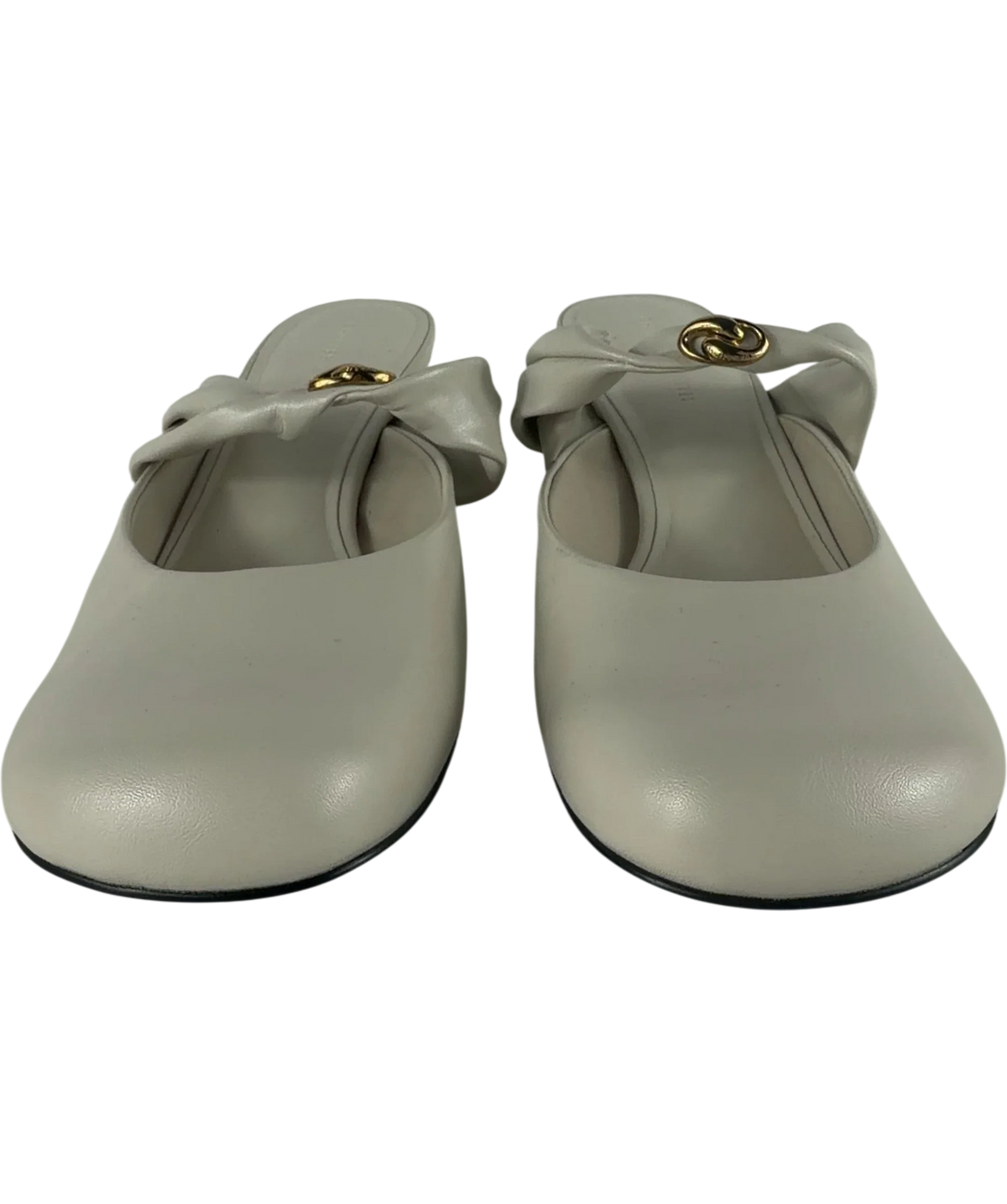 Charles & Keith Cream Metallic-accent Twisted-strap Heeled Mules Chalk White UK 5 EU 38 — Front (both, face on)
