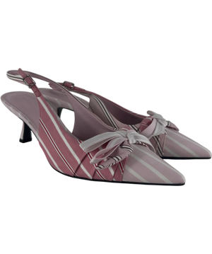 Charles & Keith Striped Knot-bow Pointed Slingback Pumps Pink UK 5 EU 38