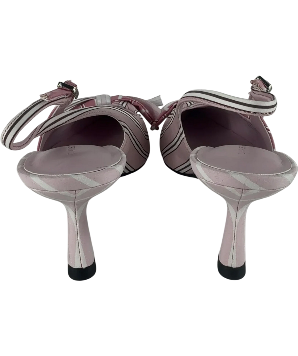 Charles & Keith Pink Striped Knot-Bow Pointed Slingback Pumps Pink, size UK 5 EU 38 👠 — back