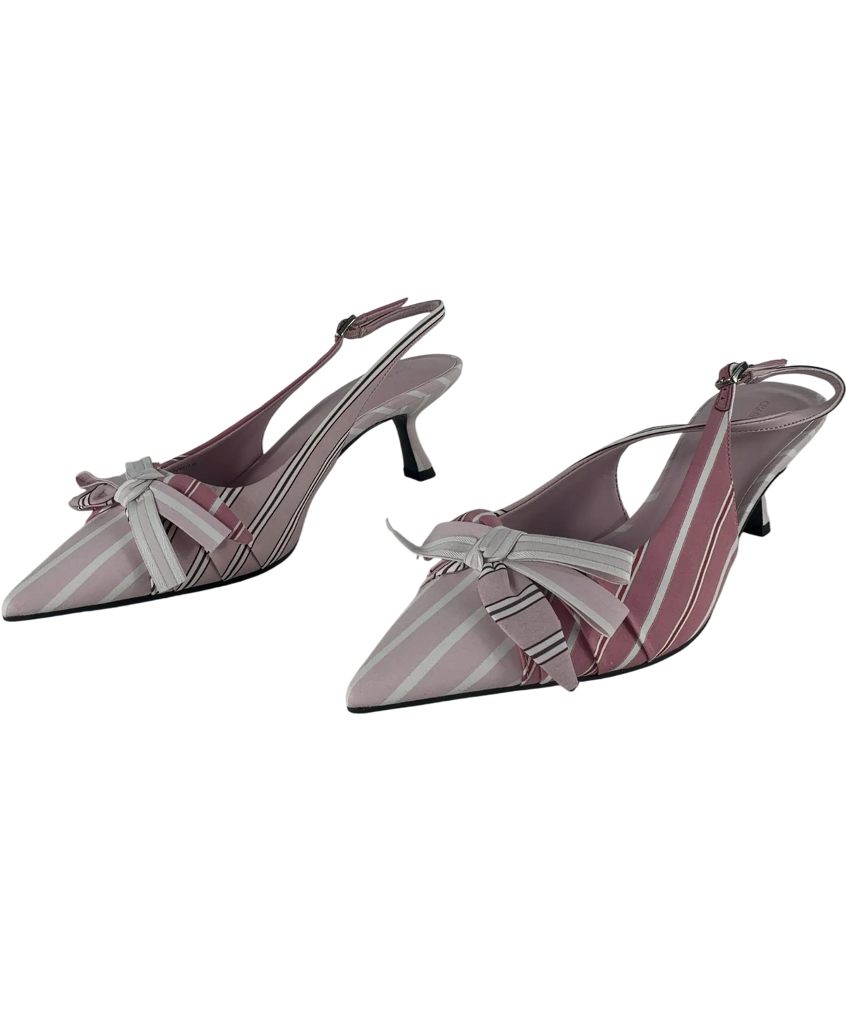 Charles & Keith Striped Knot-bow Pointed Slingback Pumps Pink UK 5 EU 38 — Side (both)