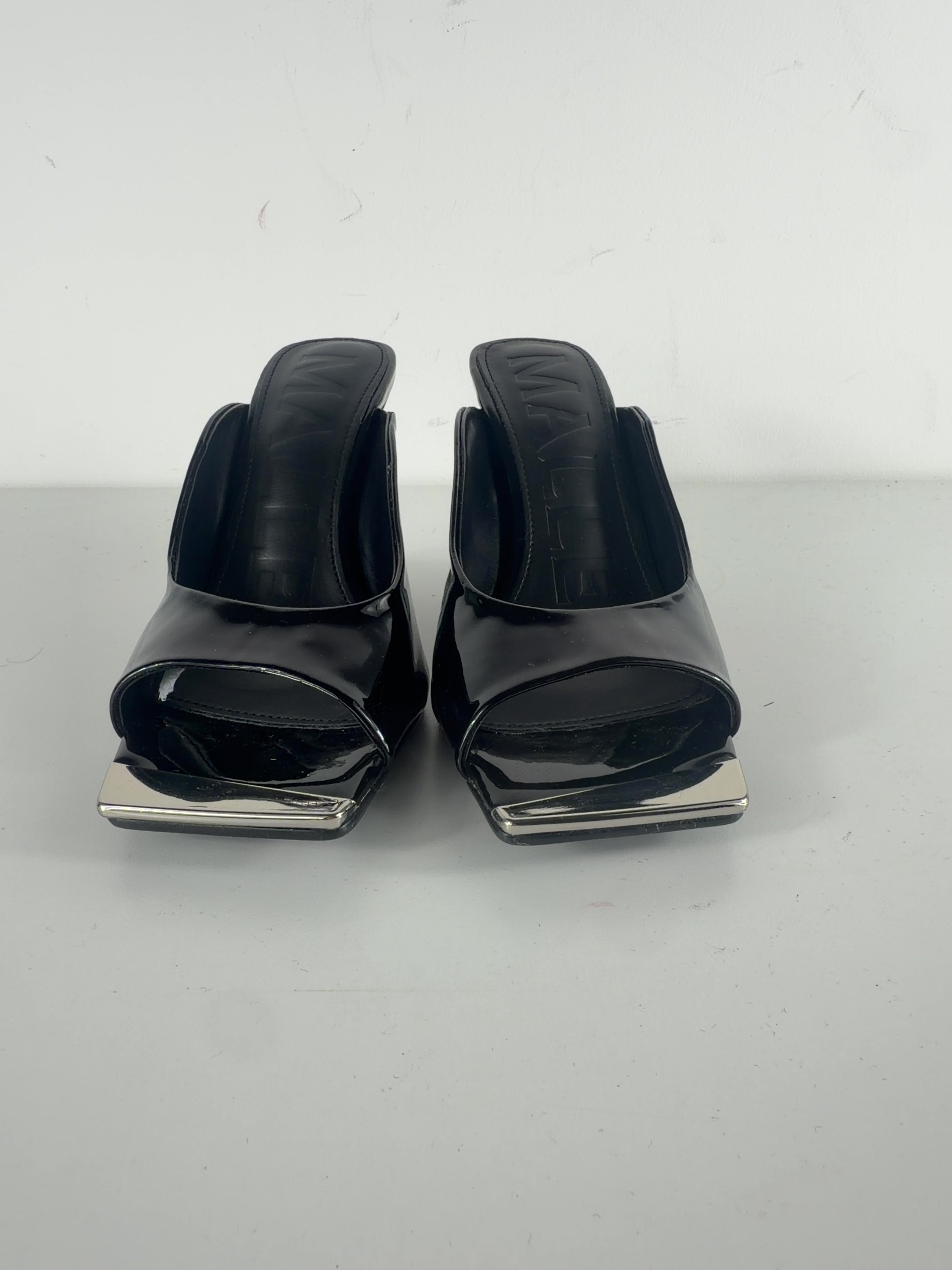 Mallet Black Amber Patent Wedge Sandals Black, size UK 5 EU 38 👠 — detail