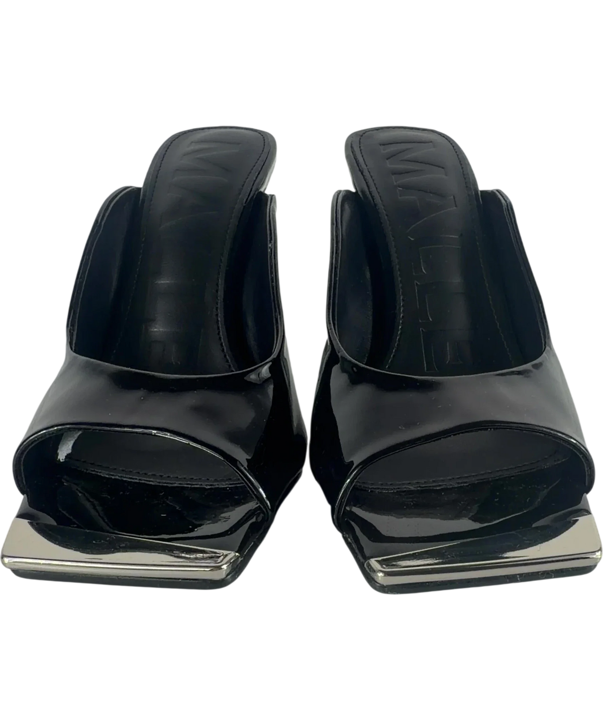 MALLET Amber Patent Wedge Sandals Black UK 5 EU 38 — Front (both, face on)