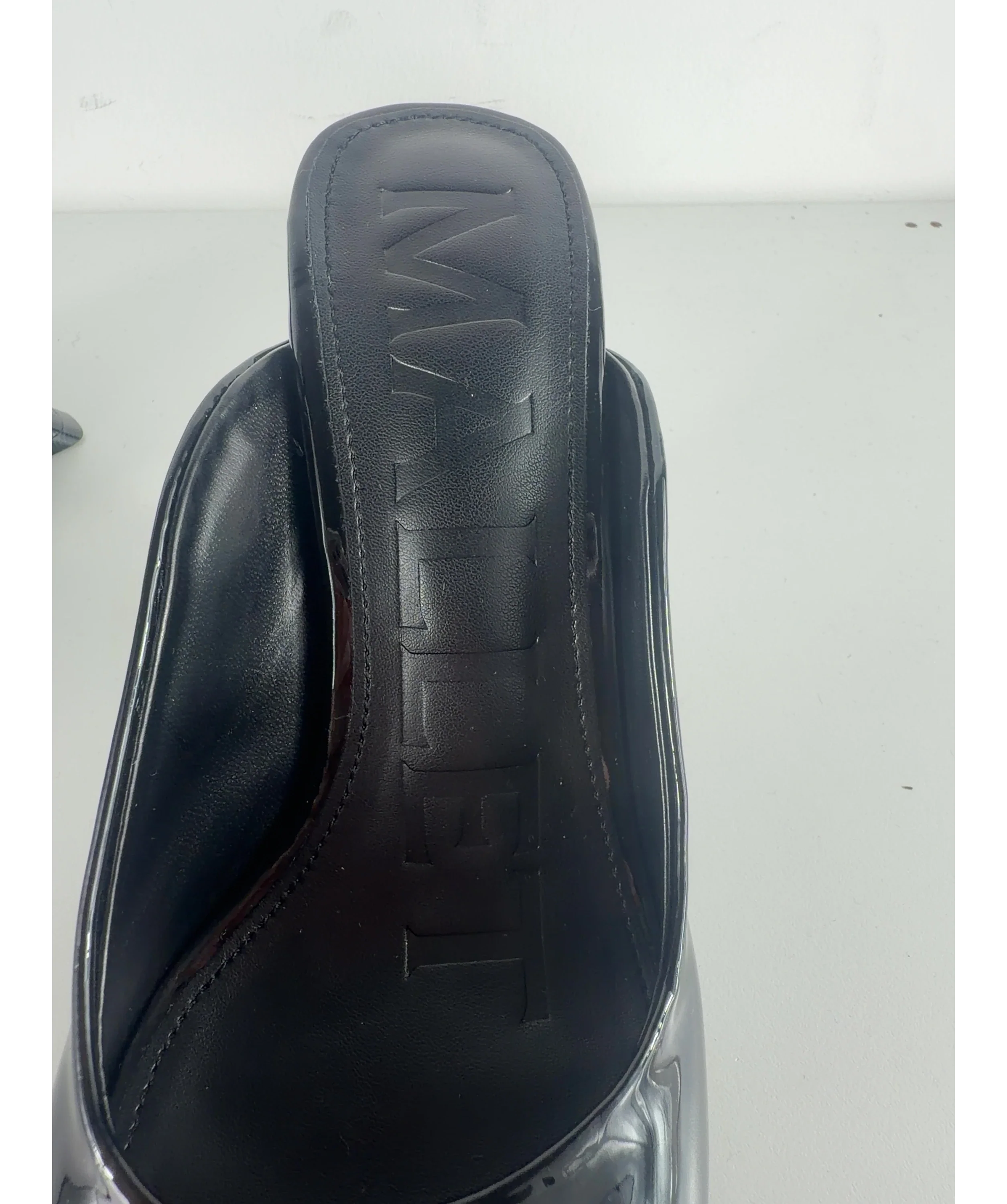 Mallet Black Amber Patent Wedge Sandals Black, size UK 5 EU 38 👠 — care label