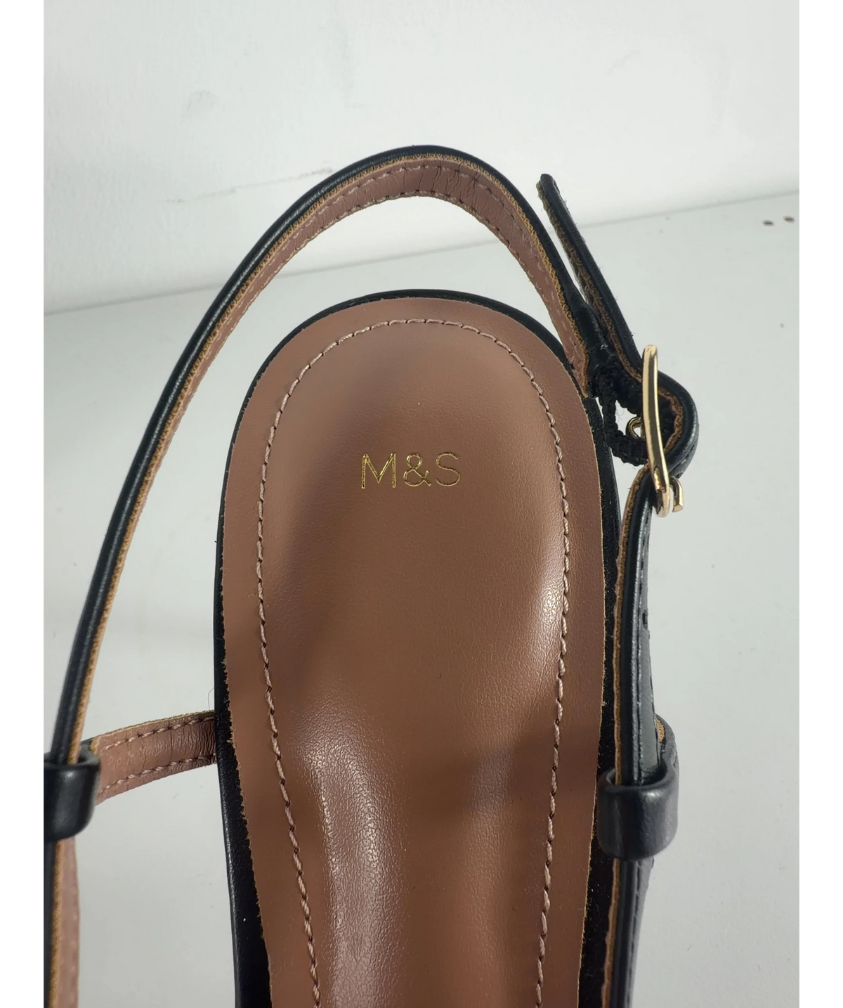 M&S Buckle Ankle Strap Stiletto Heel Court Shoes Black UK 5 EU 38 — Brand