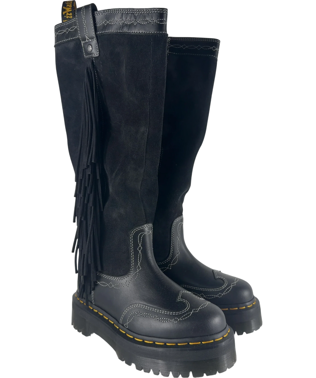 Dr Martens Black Desert Rodeo Quad Hi Knee High Boots, size UK 5 EU 38 👠 — front